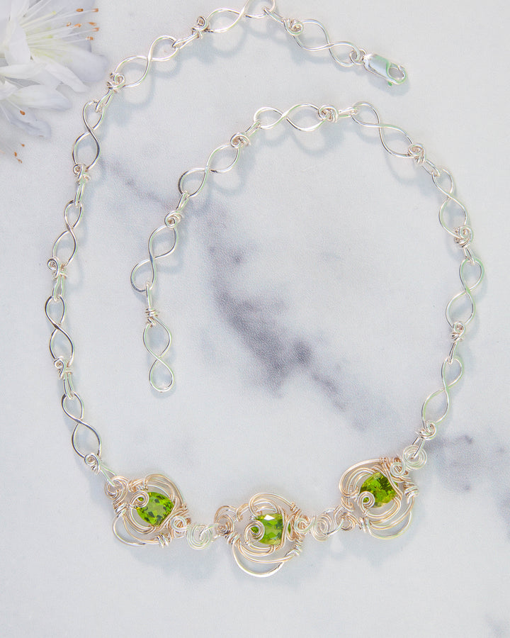 Peridot Three Stone Necklace
