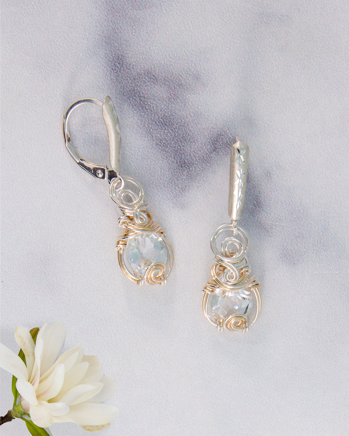 White topaz Earrings Petite Gem