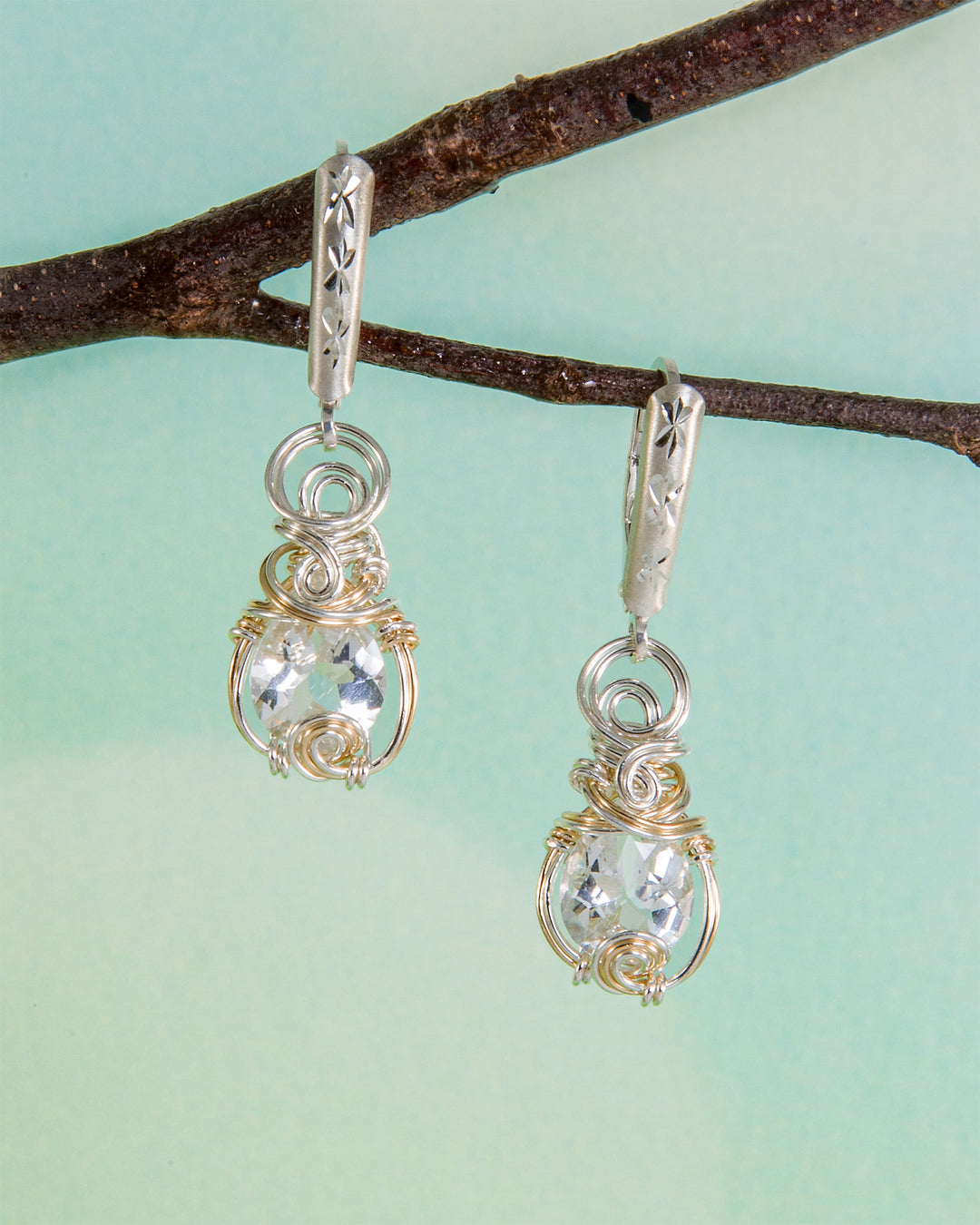 White topaz Earrings Petite Gem