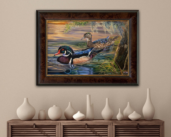 Wood Ducks at Sunset