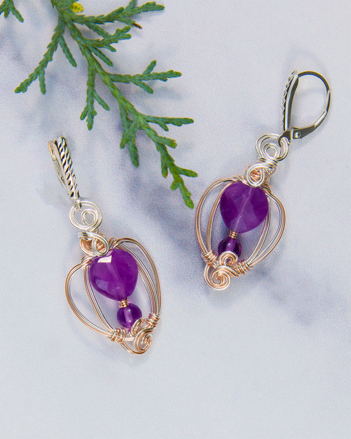 Amethyst Heart Earrings