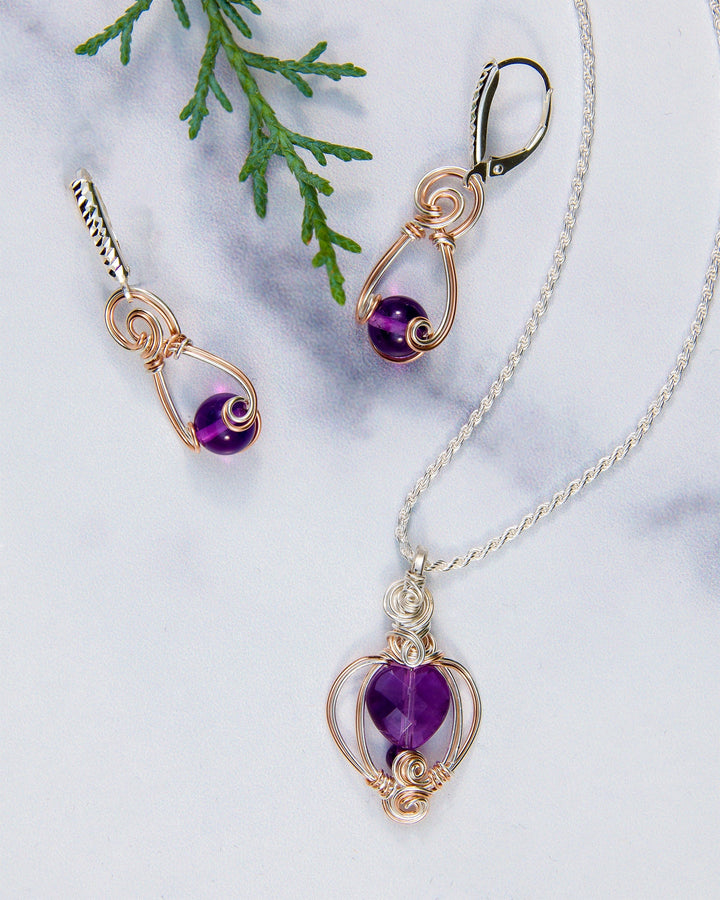 Amethyst Heart Bead Necklace