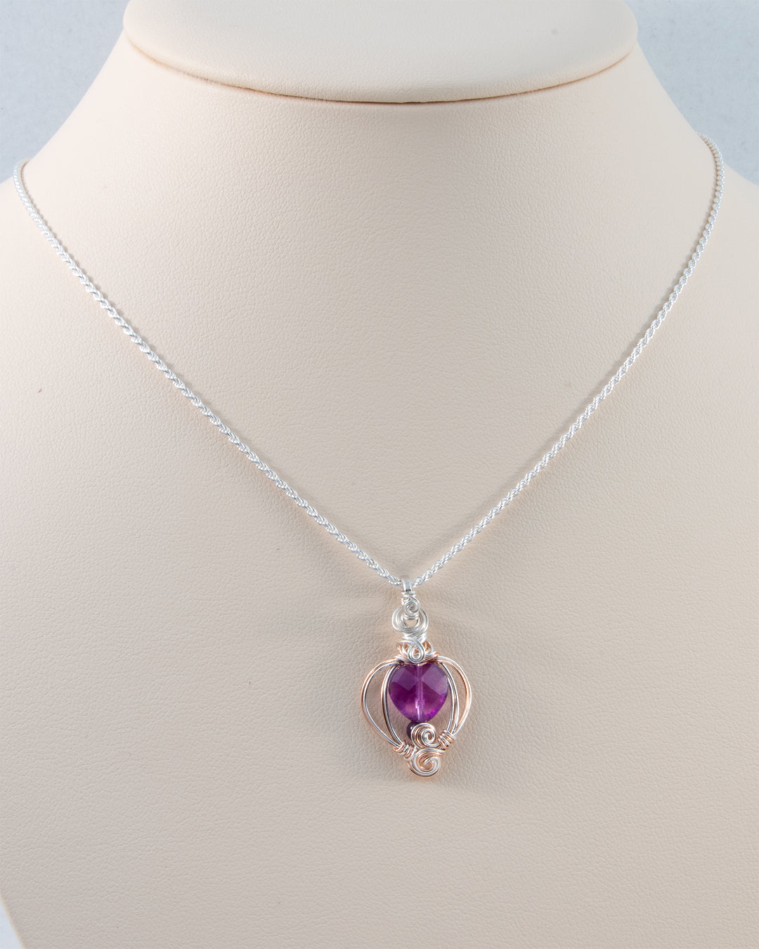 Amethyst Heart Bead Necklace