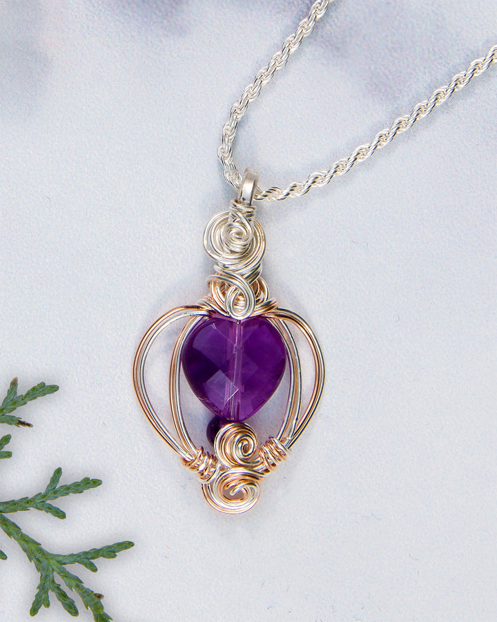 Amethyst Heart Bead Necklace