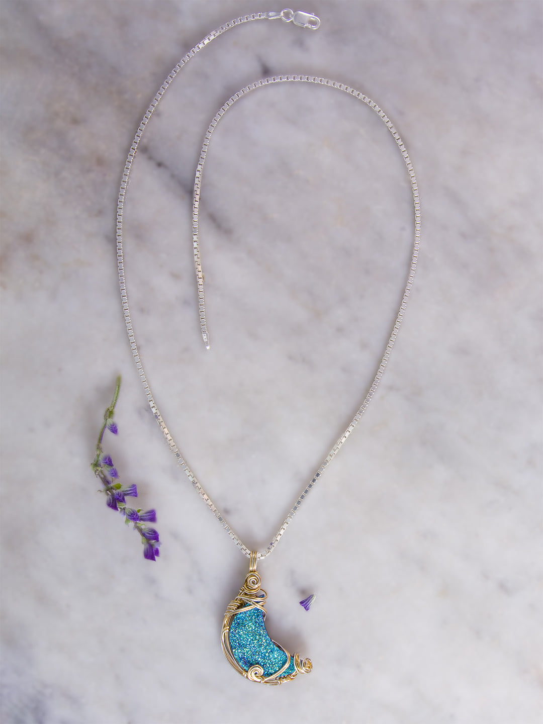 Blue Moon Drusy Quartz Necklace