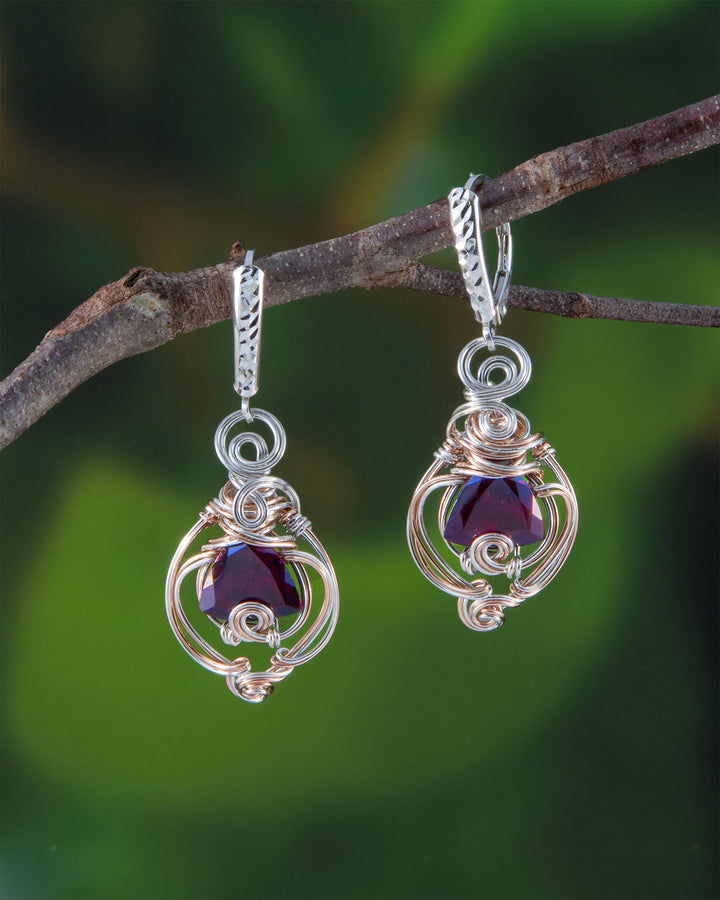 Garnet Trillion Earrings