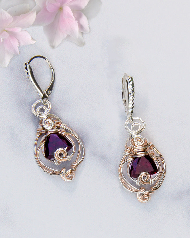 Garnet Trillion Earrings