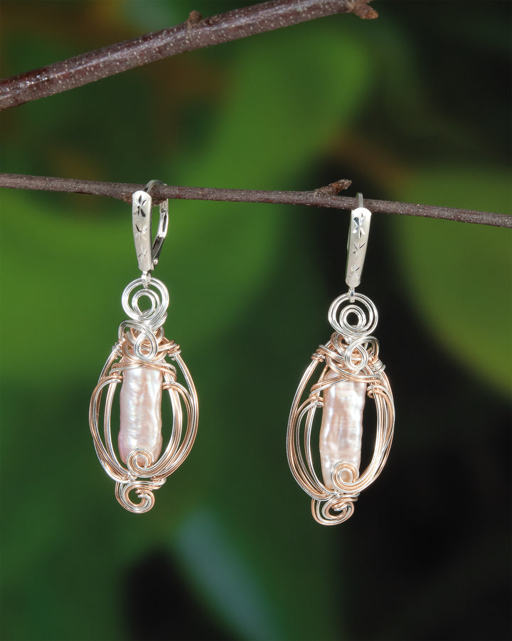 Pink Baroque Pearl Earrings