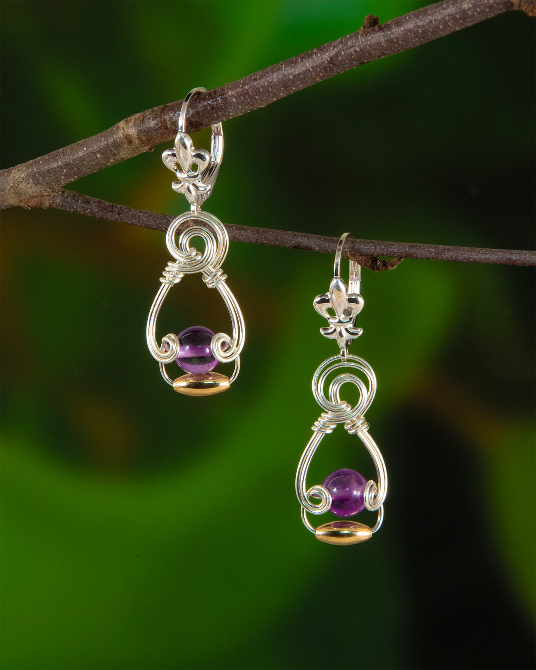 Amethyst Fluer Di Lis earrings