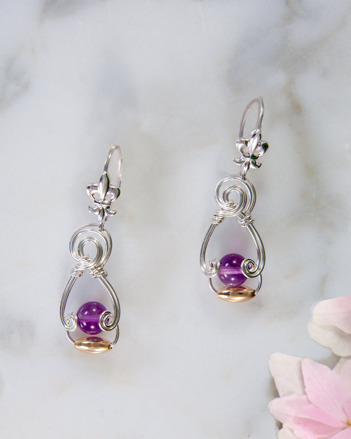Amethyst Fluer Di Lis earrings