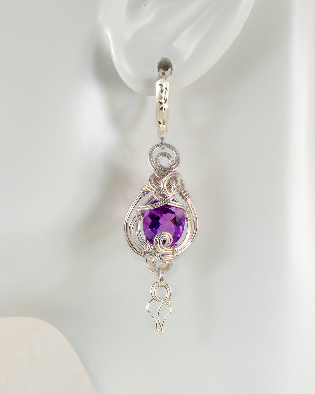 Amethyst and Leaf Earrings