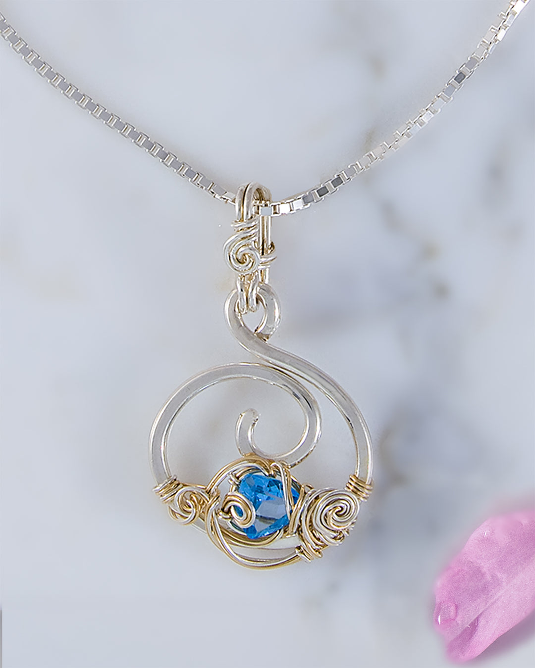 Blue Topaz Swirl Necklace