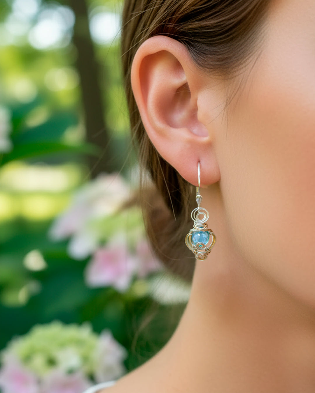 Aquamarine Spiral Earrings
