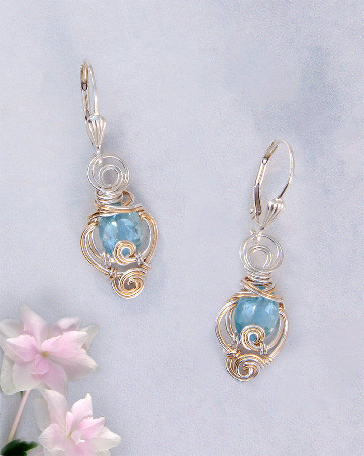 Aquamarine Spiral Earrings