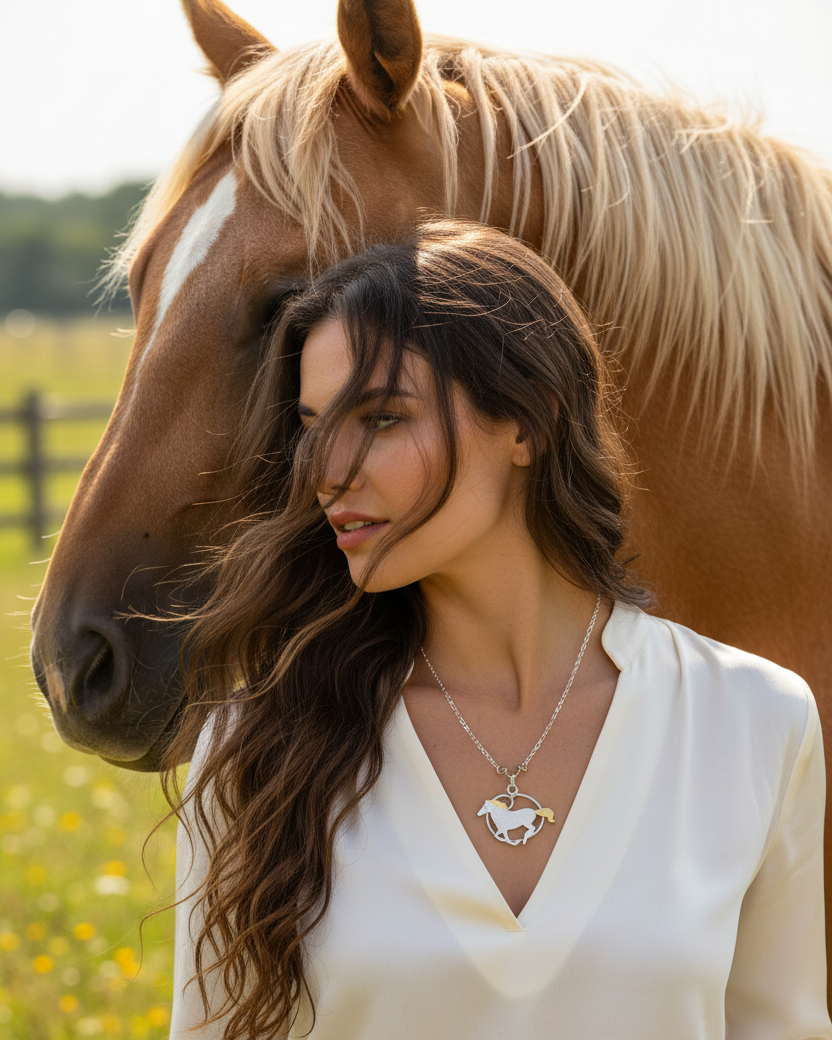 Model with a horse and a hose pendant