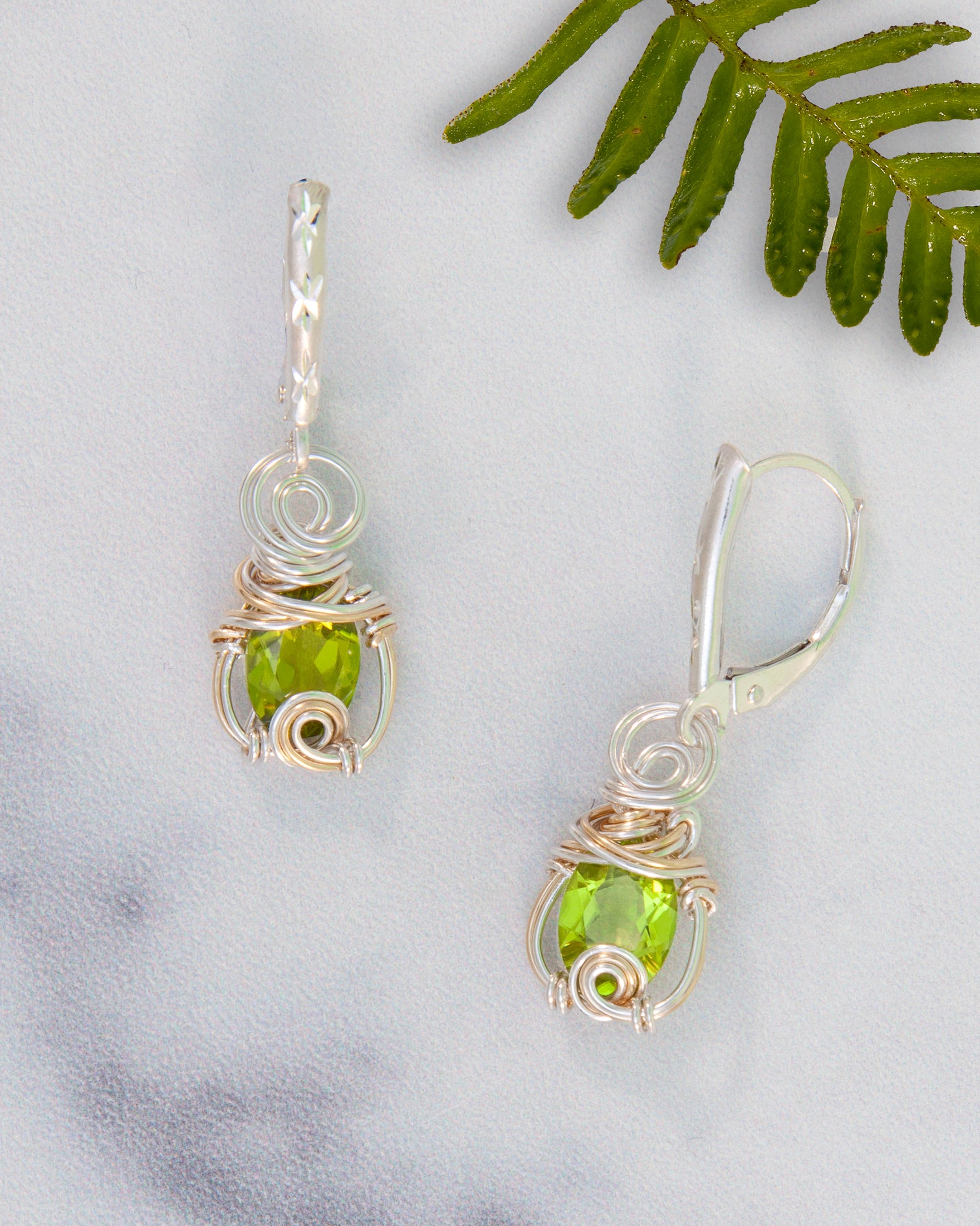 Peridot earrings dangle, Long gemstone online earrings artistic jewelry, Sterling Silver 925 earrings