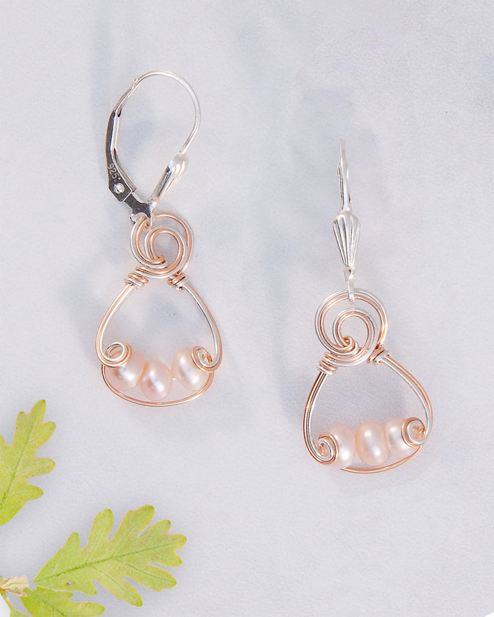 Petite Pink Pearl Trio Earrings