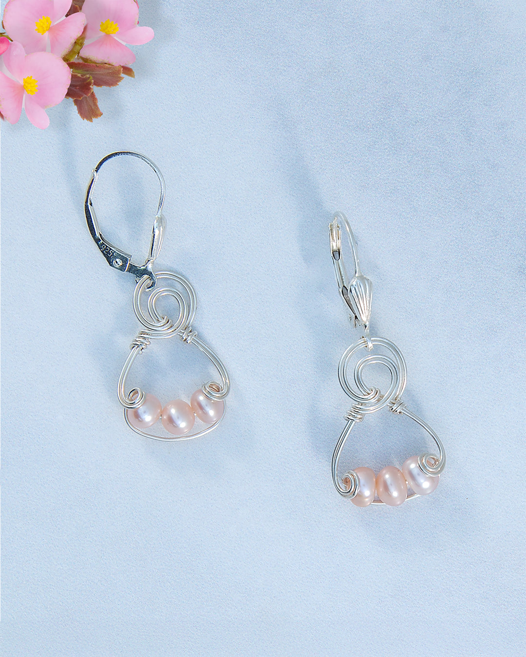 Petite Pink Pearl Trio Earrings