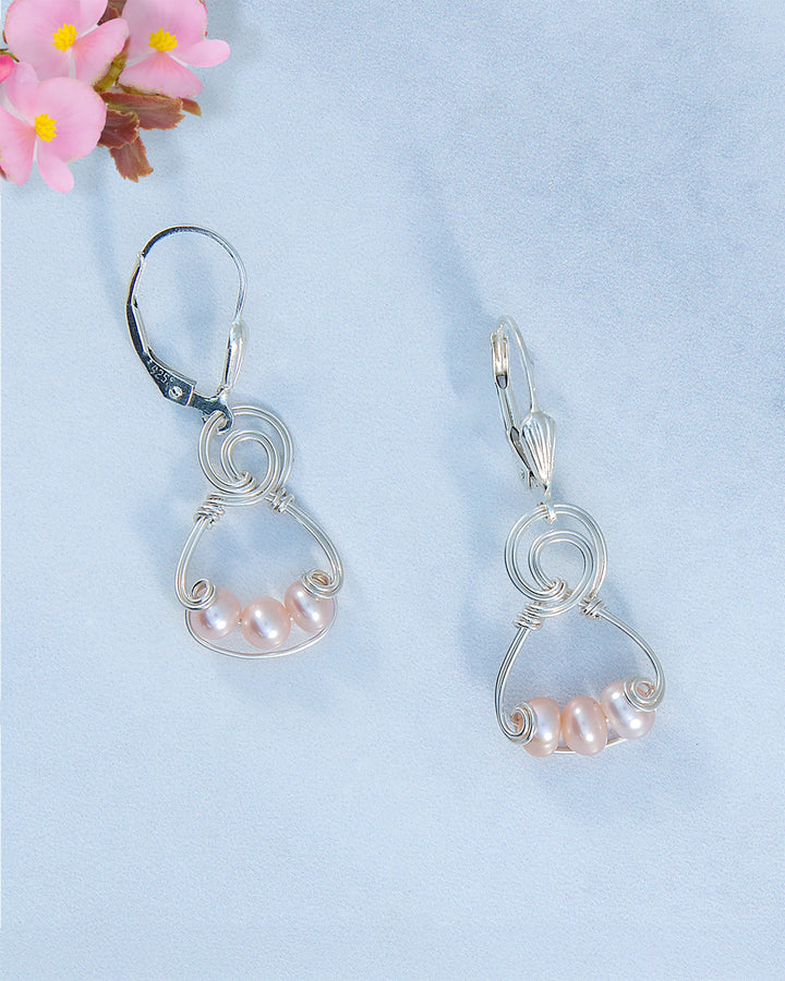 Petite Pink Pearl Trio Earrings
