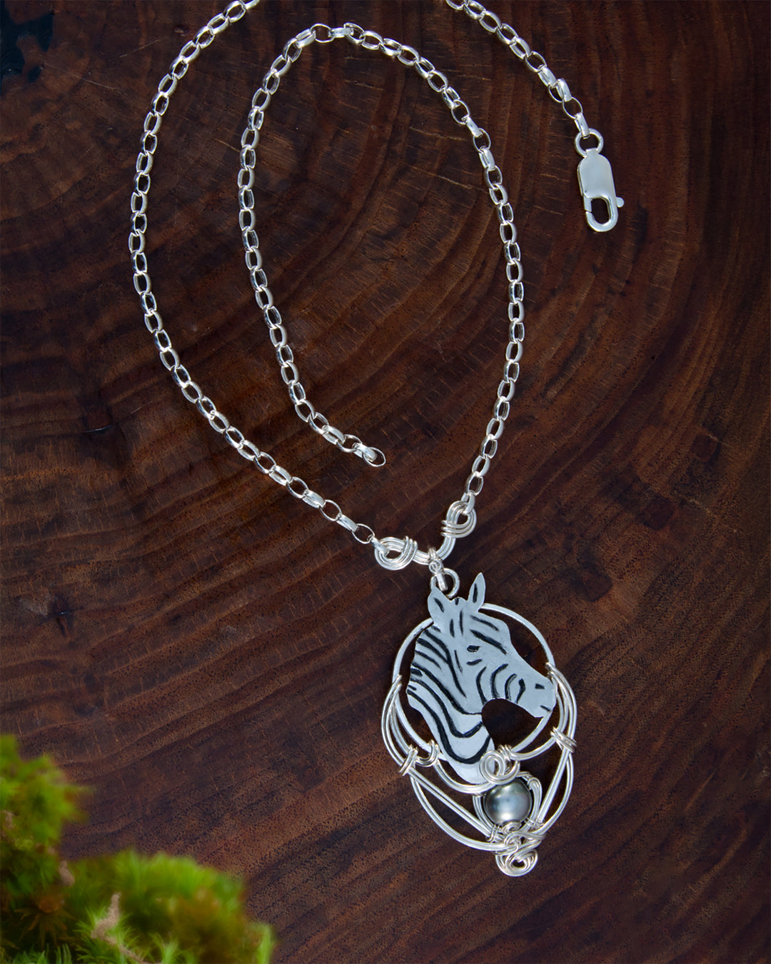 Zebra Necklace with Tahitian Pearl