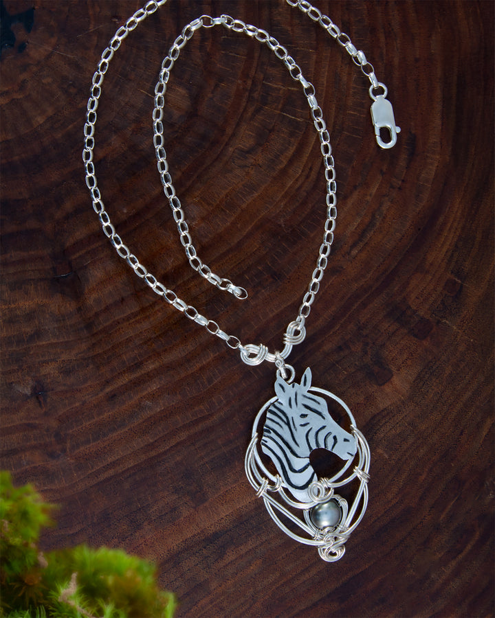 Zebra Necklace with Tahitian Pearl