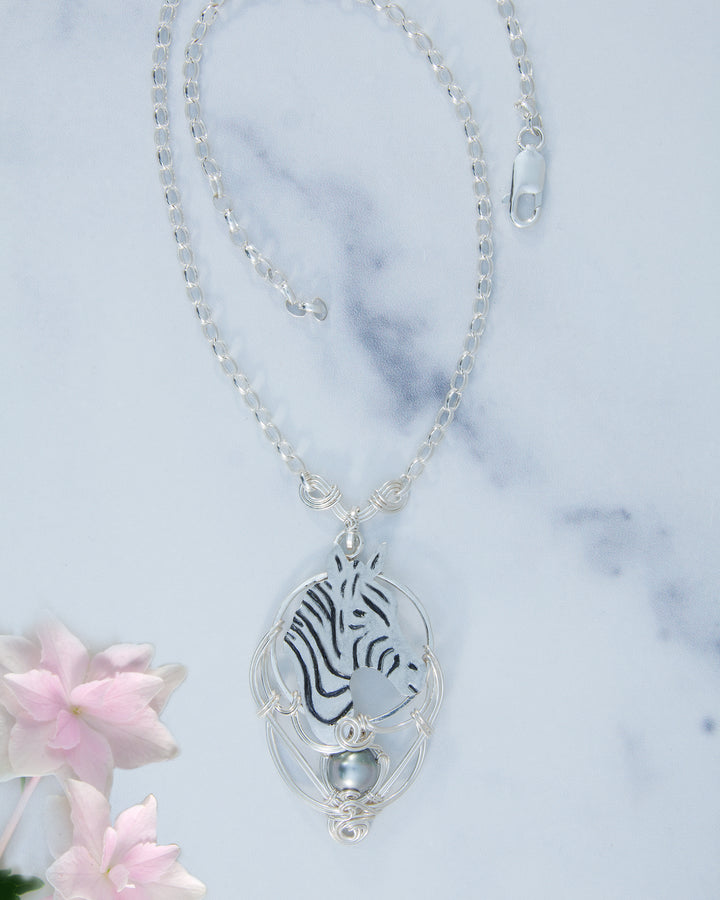 Zebra Necklace with Tahitian Pearl