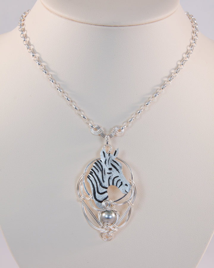 Zebra Necklace with Tahitian Pearl