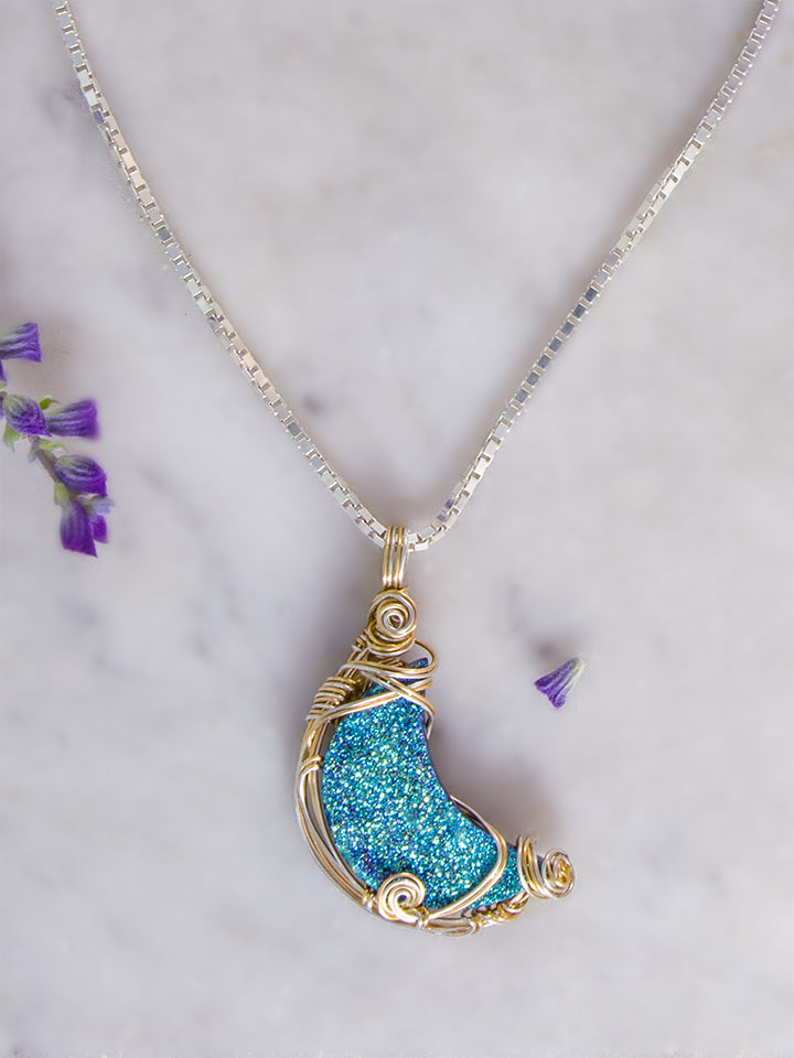 Blue Moon Drusy Quartz Necklace