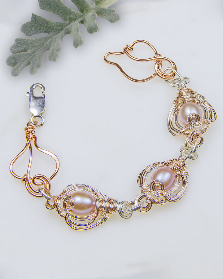 Pink Pearl Link Bracelet