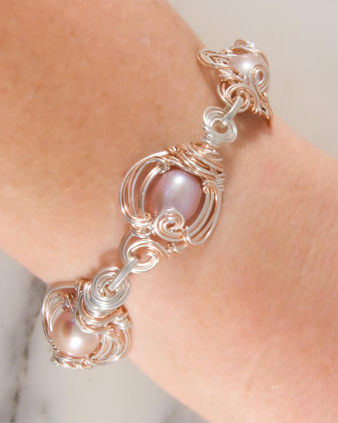 Pink Pearl Link Bracelet