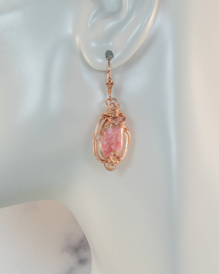 Rhodocrosite Earrings- rose gold-filled